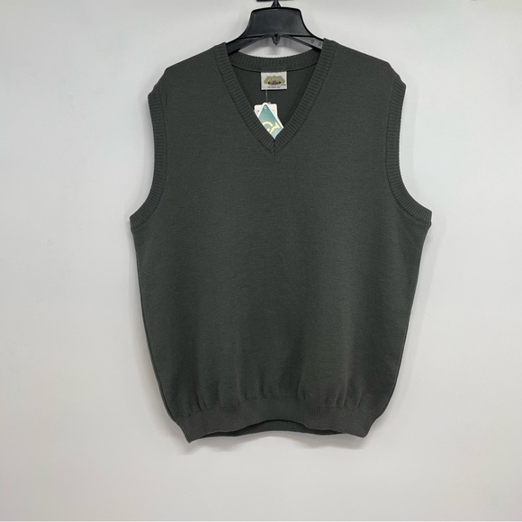 NWT Vintage Aklanda Knit Vest Men 2XL V-Neck Sleeveless Merino Wool Grey New
